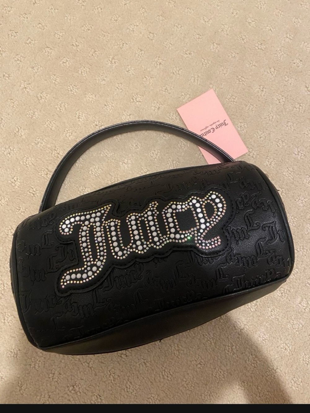 Juicy Couture Black Mini Shoulder Bag with Crystal 'Juicy' Patch
